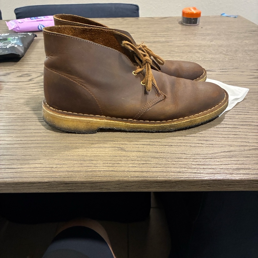 Clarks Brown Leather Chukka Boots with Crepe Sole